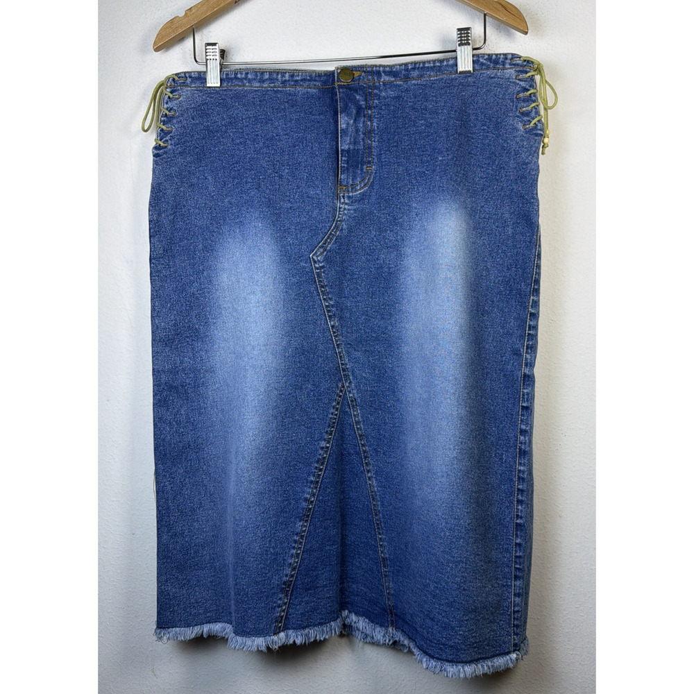 Vintage Mudd Junior 11 Blue jean skirt Denim Lace up waist size 37 Cotton y2k
